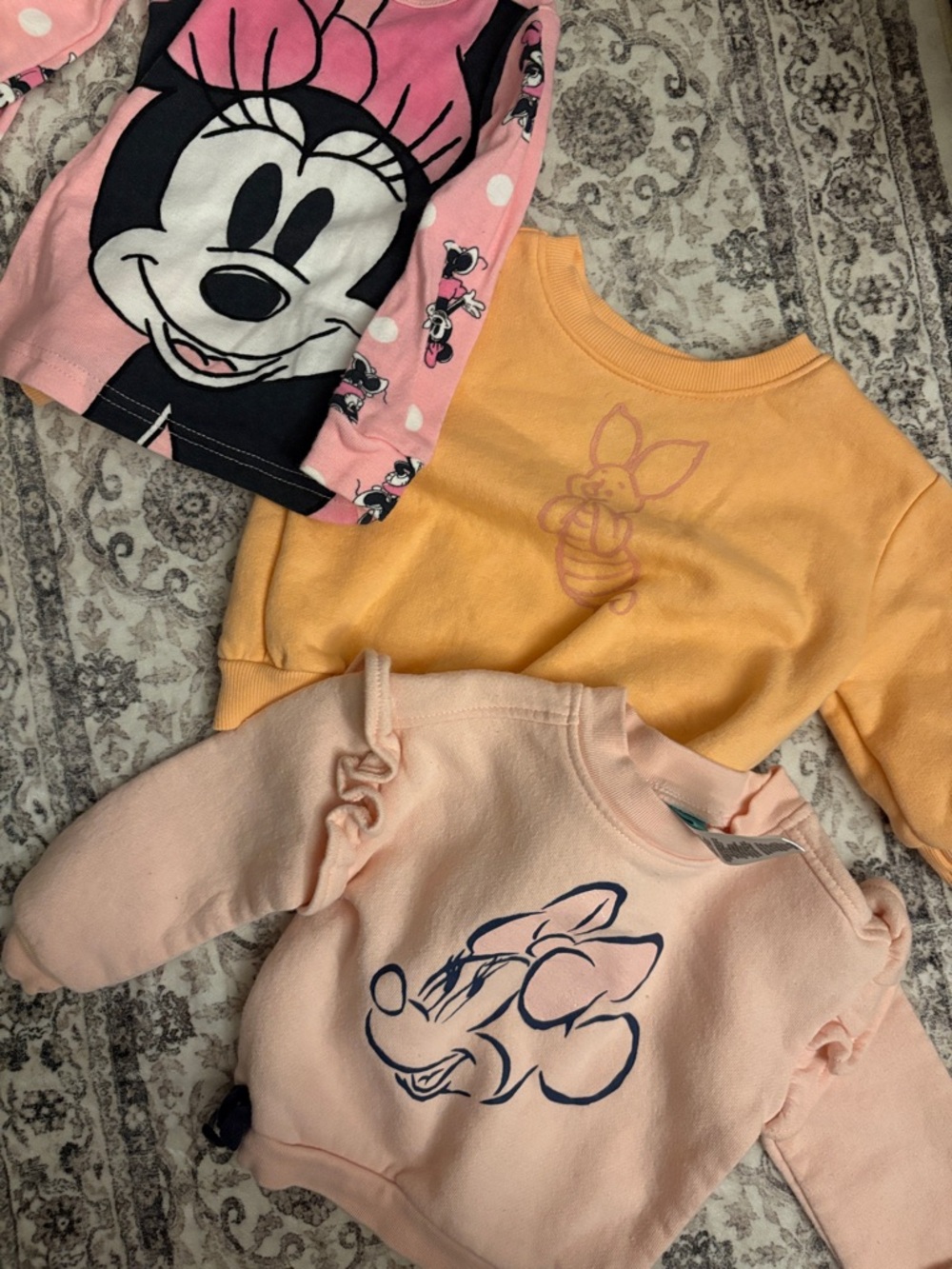 Disney Girls Pink Peach & Yellow Character Pullover Sweatshirts